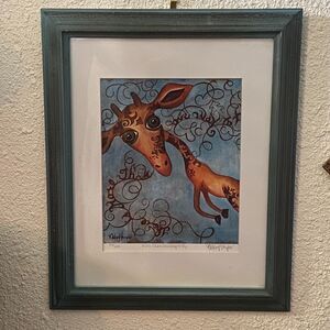 CLEARANCE Cute Giraffe Framed Wall Art Signed and numbered 95/250